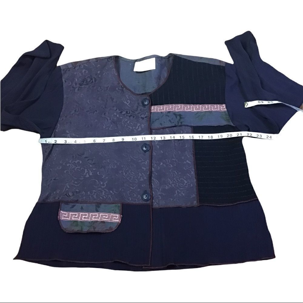 Spenser Alexis VTG Lagenlook Mixed Materials Button Front Blouse/Jacket - Picture 6 of 12
